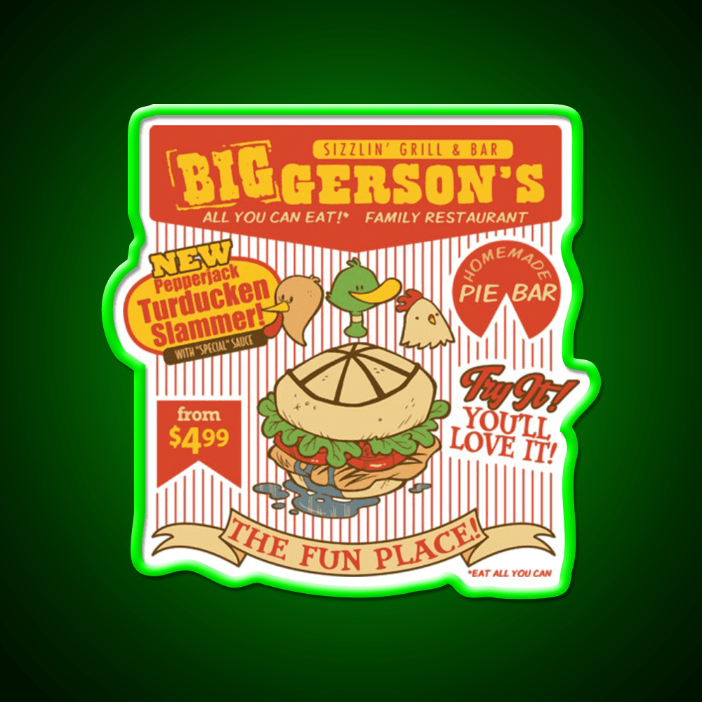 Biggersons Fast Food Led Neon Sign For Burger Place Rgb Color - Shineneon