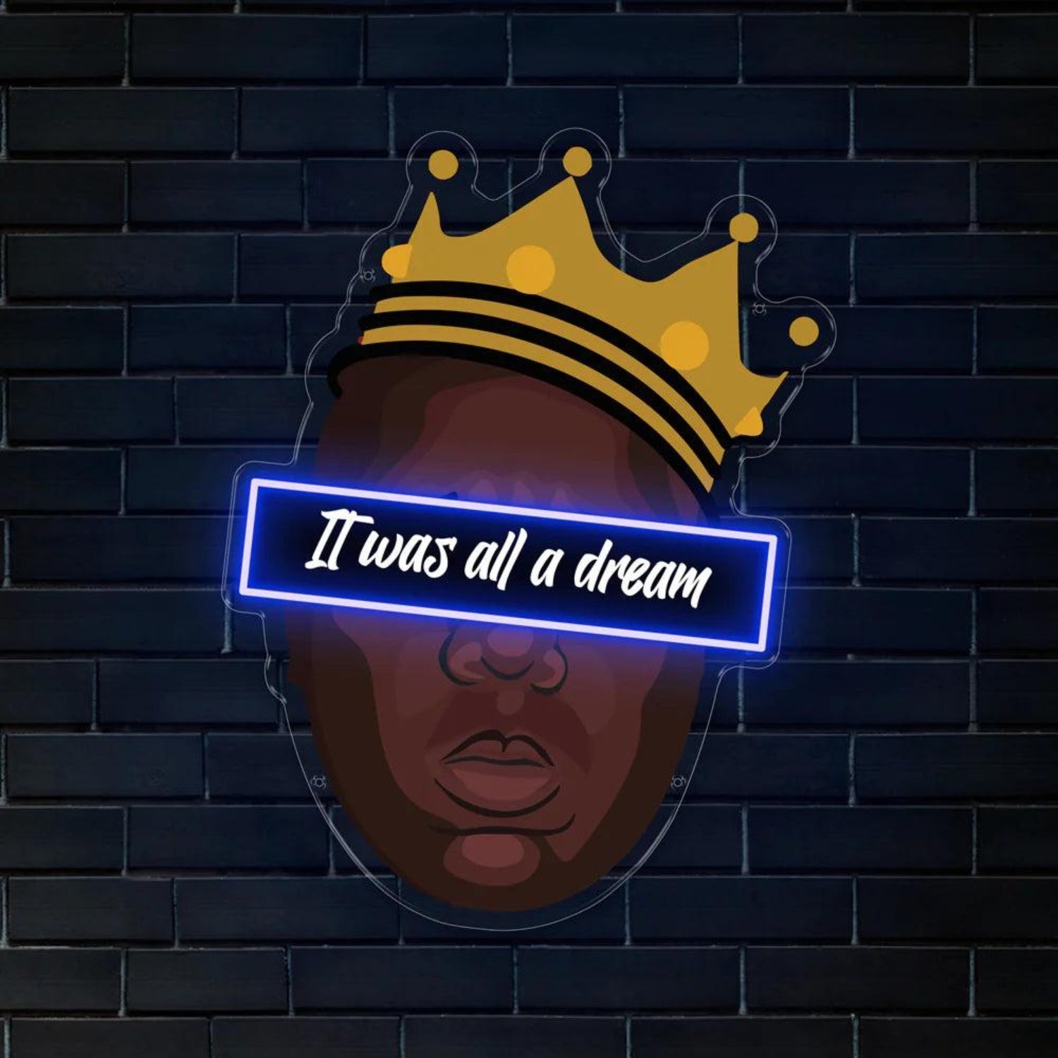 Biggie Dreams Crown Blue White Led Neon Sign For Indoor Music Studio Bar Decor | Shineneon