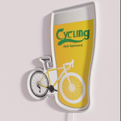 Bike And Brew Rgb Led Neon Sign - Neon sign mounted on wall in room