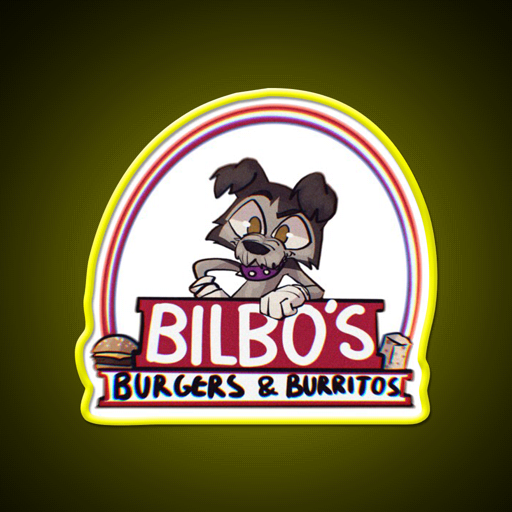 Bilbos Burgers Burritos Fast Food Led Neon Sign For Burger Place Rgb Color - Custom LED neon sign front view