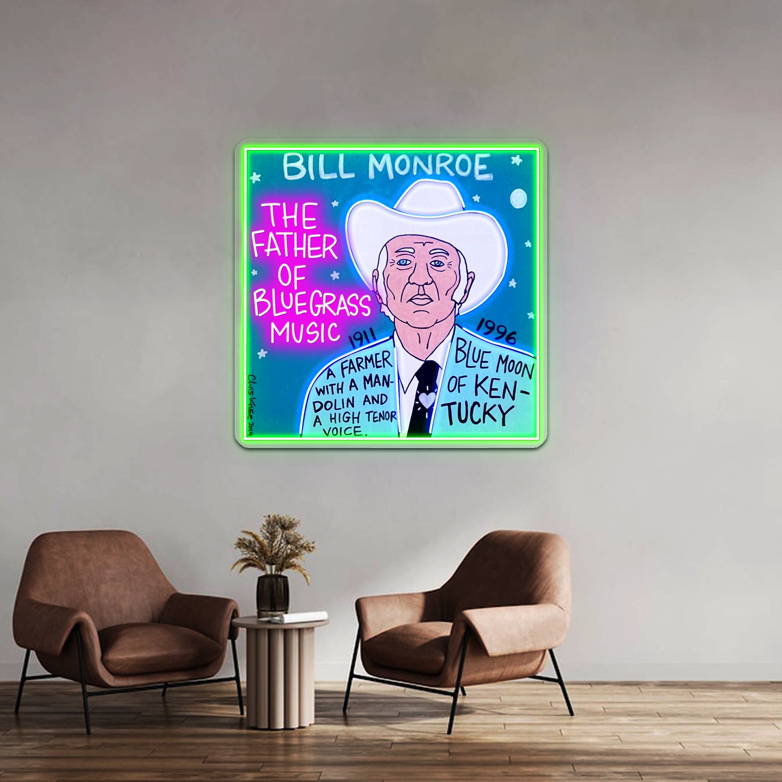 Bill Monroe Bluegrass Pop Folk Artwork Led Neon Sign | Shineneon
