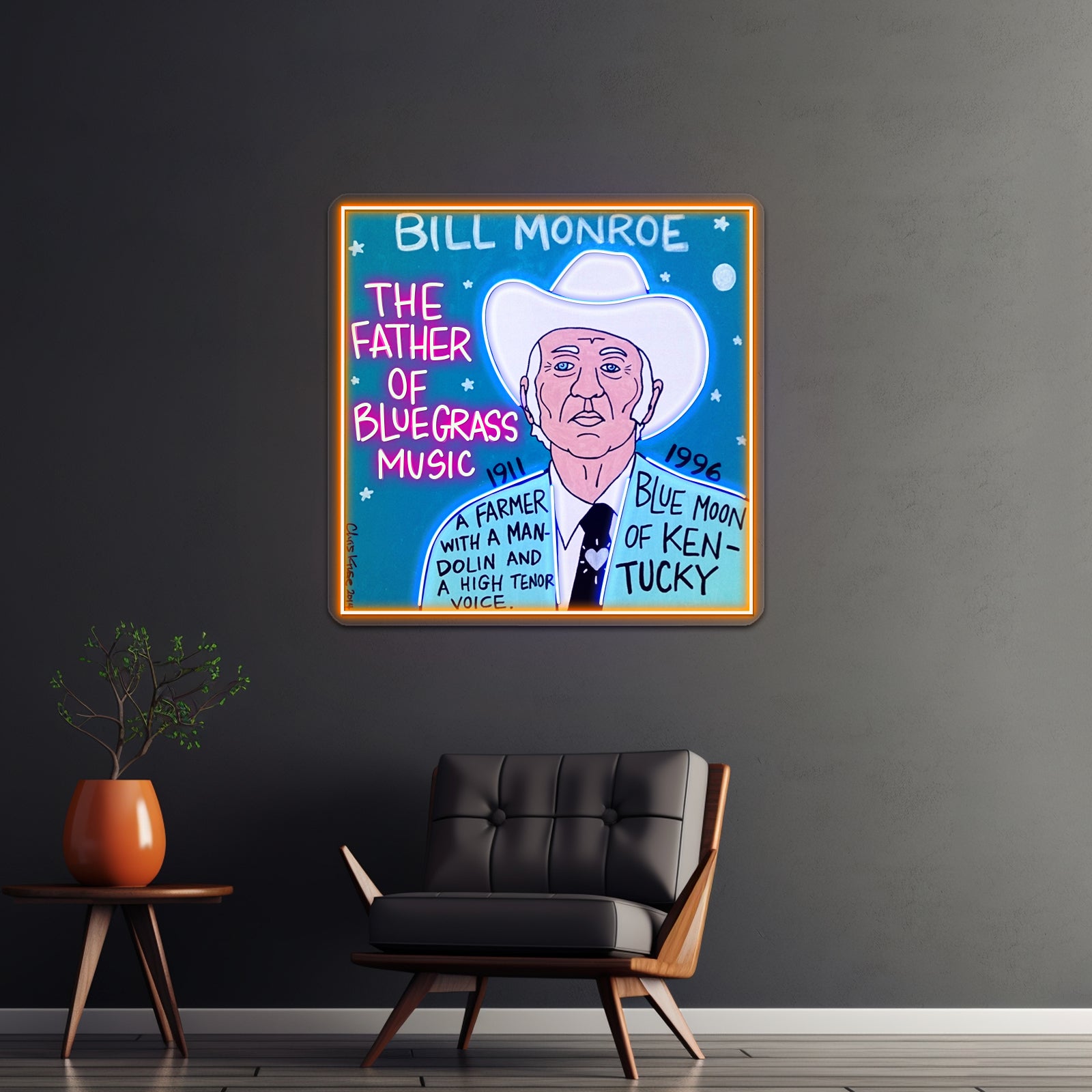 Bill Monroe Bluegrass Pop Folk Artwork Led Neon Sign | Shineneon