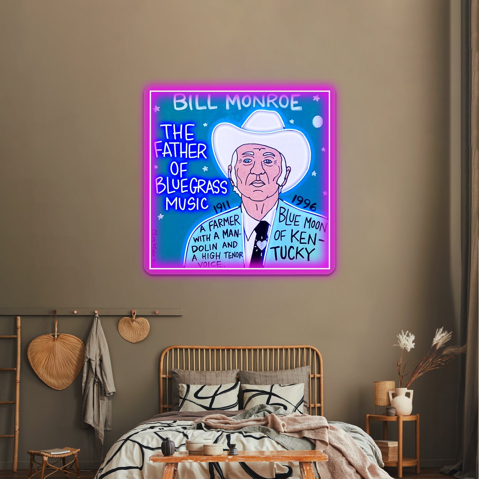 Bill Monroe Bluegrass Pop Folk Artwork Led Neon Sign | Shineneon