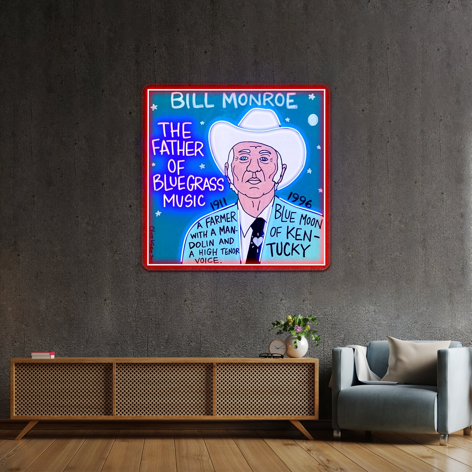 Bill Monroe Bluegrass Pop Folk Artwork Led Neon Sign | Shineneon