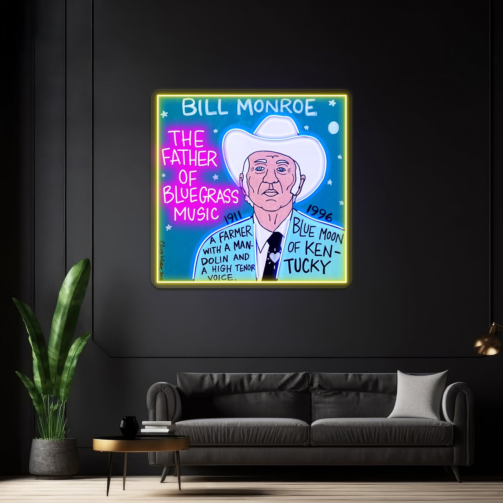 Bill Monroe Bluegrass Pop Folk Artwork Led Neon Sign | Shineneon