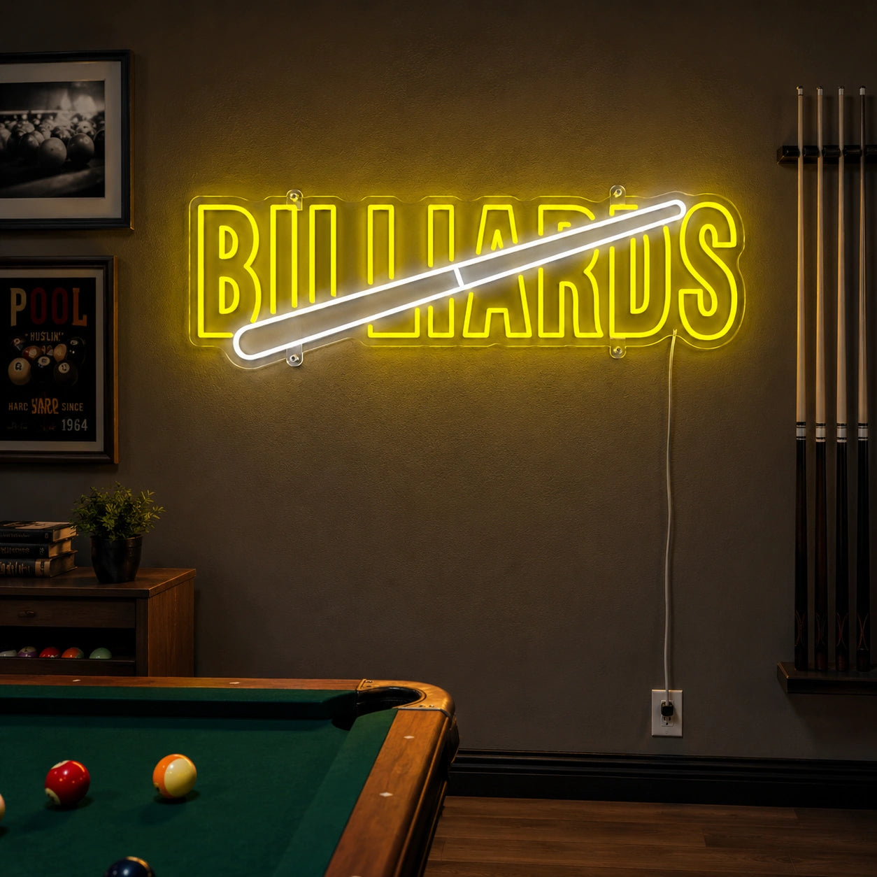 Billiards Cue Neon Sign LED Neon Sign real lifestyle scene