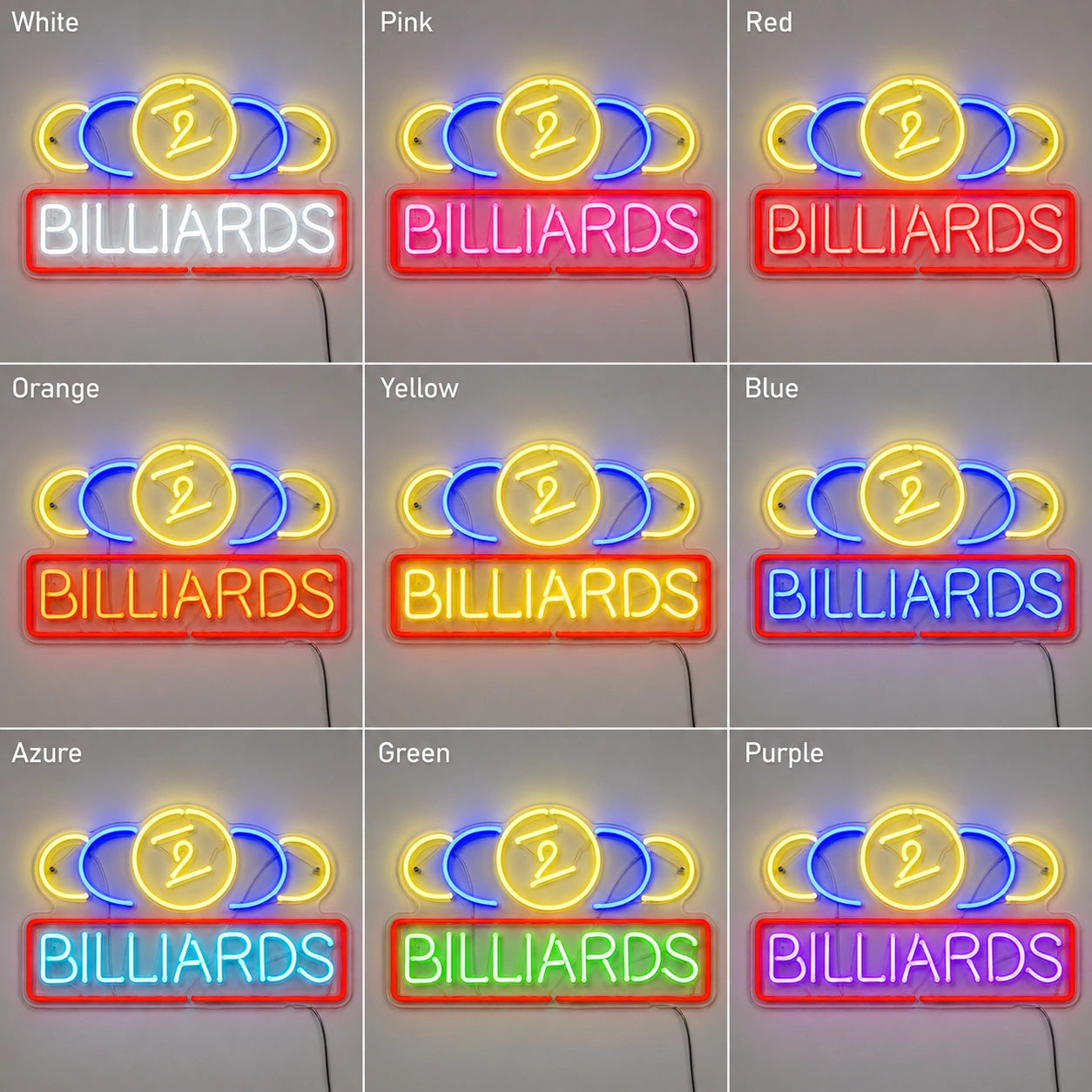 Billiards Game Neon Sign LED Neon Sign color grid
