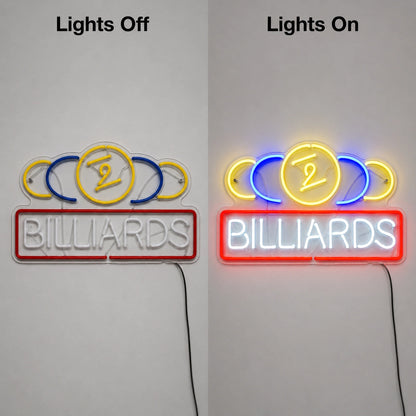 Billiards Game Neon Sign LED Neon Sign day and night comparison