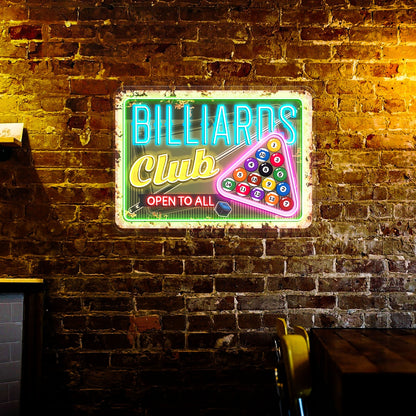 Billiards Open to All Acrylic Led Neon Sign | Shineneon