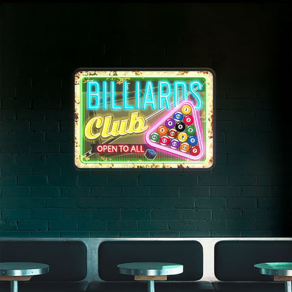 Billiards Open to All Acrylic Led Neon Sign | Shineneon