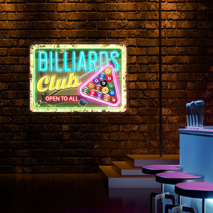 Billiards Open to All Acrylic Led Neon Sign | Shineneon