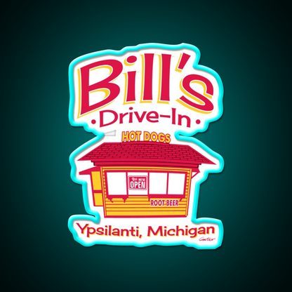 Bills Drive In Hot Dog Stand Beer Bar Decor Led Neon Sign Rgb Color - Size and dimension reference