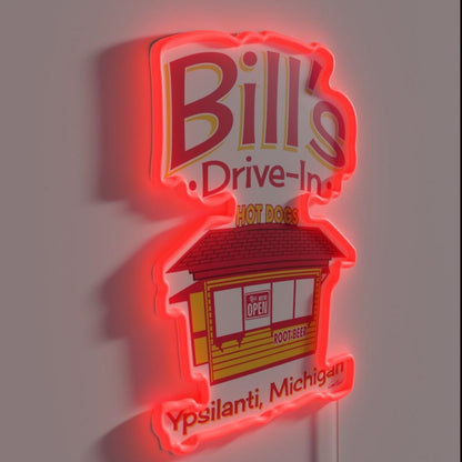 Bills Drive In Hot Dog Stand Rgb Led Neon Sign - LED neon sign close-up detail