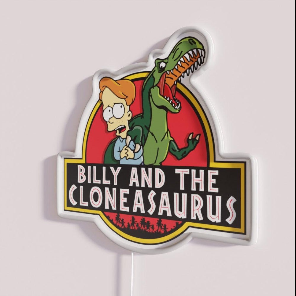 Billy And The Cloneasaurus Rgb Led Neon Sign - Neon sign mounted on wall in room