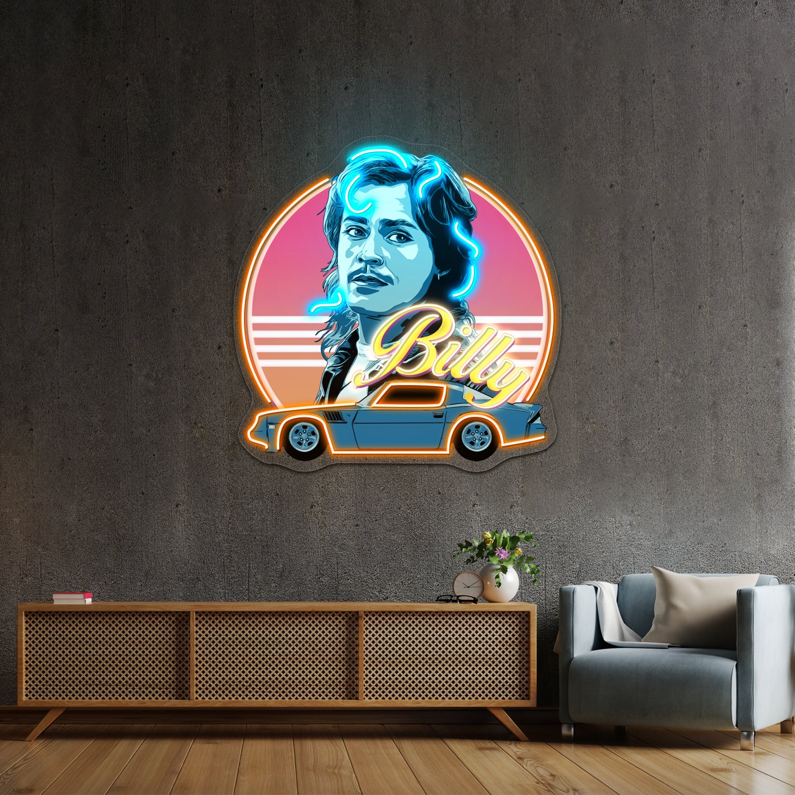 Billy Hargrove Stranger Things 80s Style Artwork Led Neon Sign