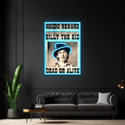 Billy The Kid Vintage Restored Wanted Poster Wall Artwork Neon Signs | Shineneon