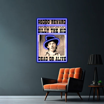 Billy The Kid Vintage Restored Wanted Poster Wall Artwork Neon Signs | Shineneon