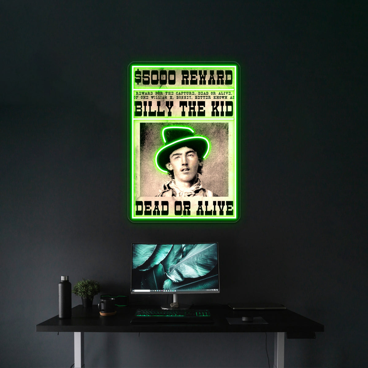 Billy The Kid Vintage Restored Wanted Poster Wall Artwork Neon Signs | Shineneon