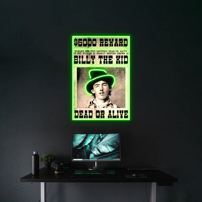 Billy The Kid Vintage Restored Wanted Poster Wall Artwork Neon Signs | Shineneon