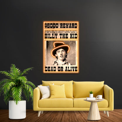 Billy The Kid Vintage Restored Wanted Poster Wall Artwork Neon Signs | Shineneon