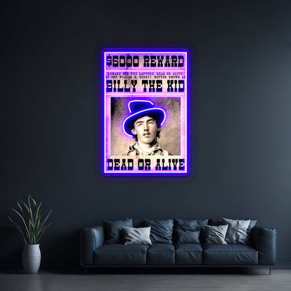 Billy The Kid Vintage Restored Wanted Poster Wall Artwork Neon Signs | Shineneon