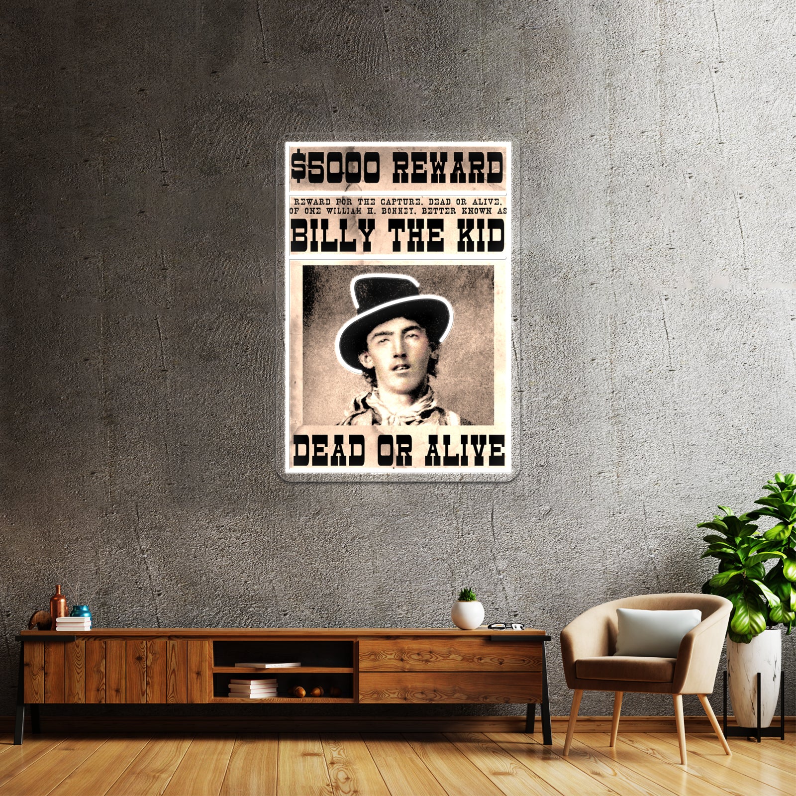 Billy The Kid Vintage Restored Wanted Poster Wall Artwork Neon Signs | Shineneon