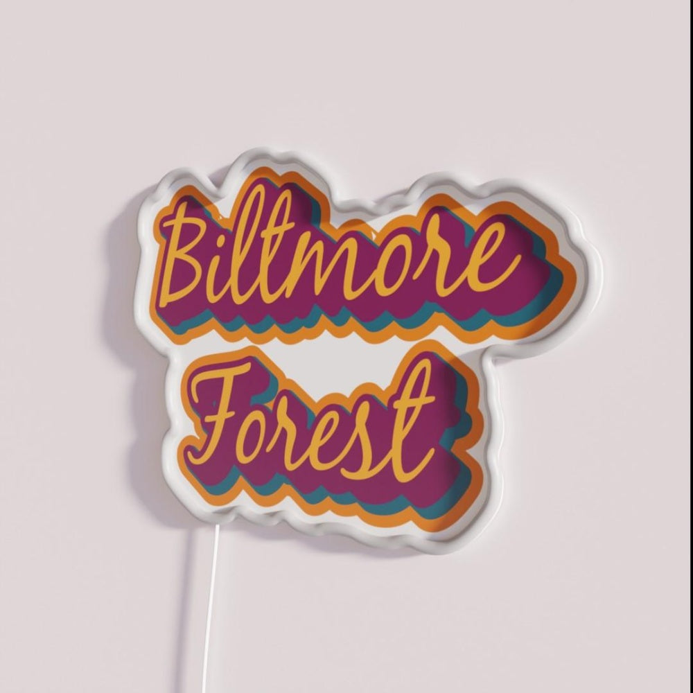 Biltmore Forest Nc Asheville Wnc Rgb Led Neon Sign - Neon sign mounted on wall in room