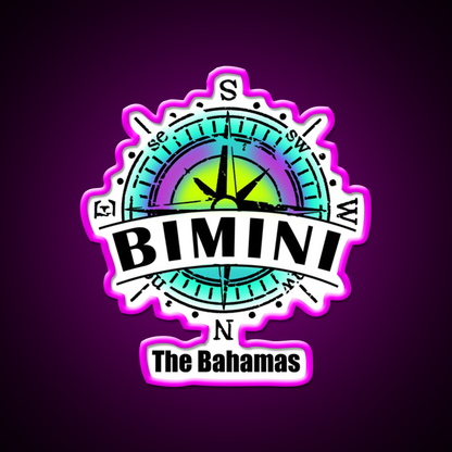 Bimini The Bahamas Cocktail Bar Decor Led Neon Sign Rgb Color - Neon sign mounted on wall in room