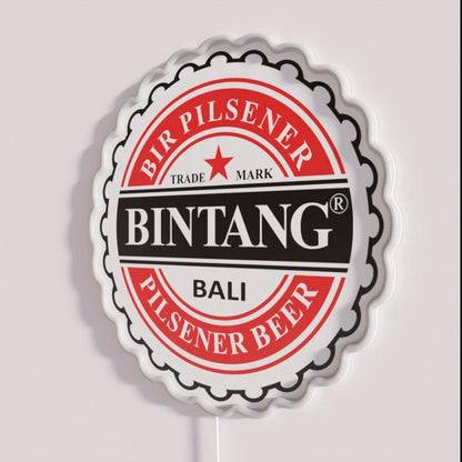 Bintang Beer Style Straight Rgb Led Neon Sign - Neon sign mounted on wall in room