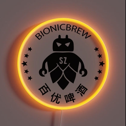 Bionic Brew Chinese Brewery Robot Beer Rgb Led Neon Sign - Custom LED neon sign front view
