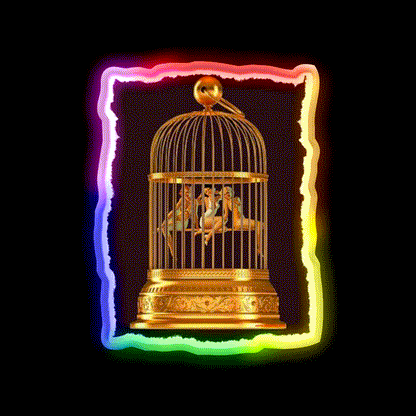 Bird Cage Cocktail Bar Decor Led Neon Sign Rgb Color - LED neon sign close-up detail