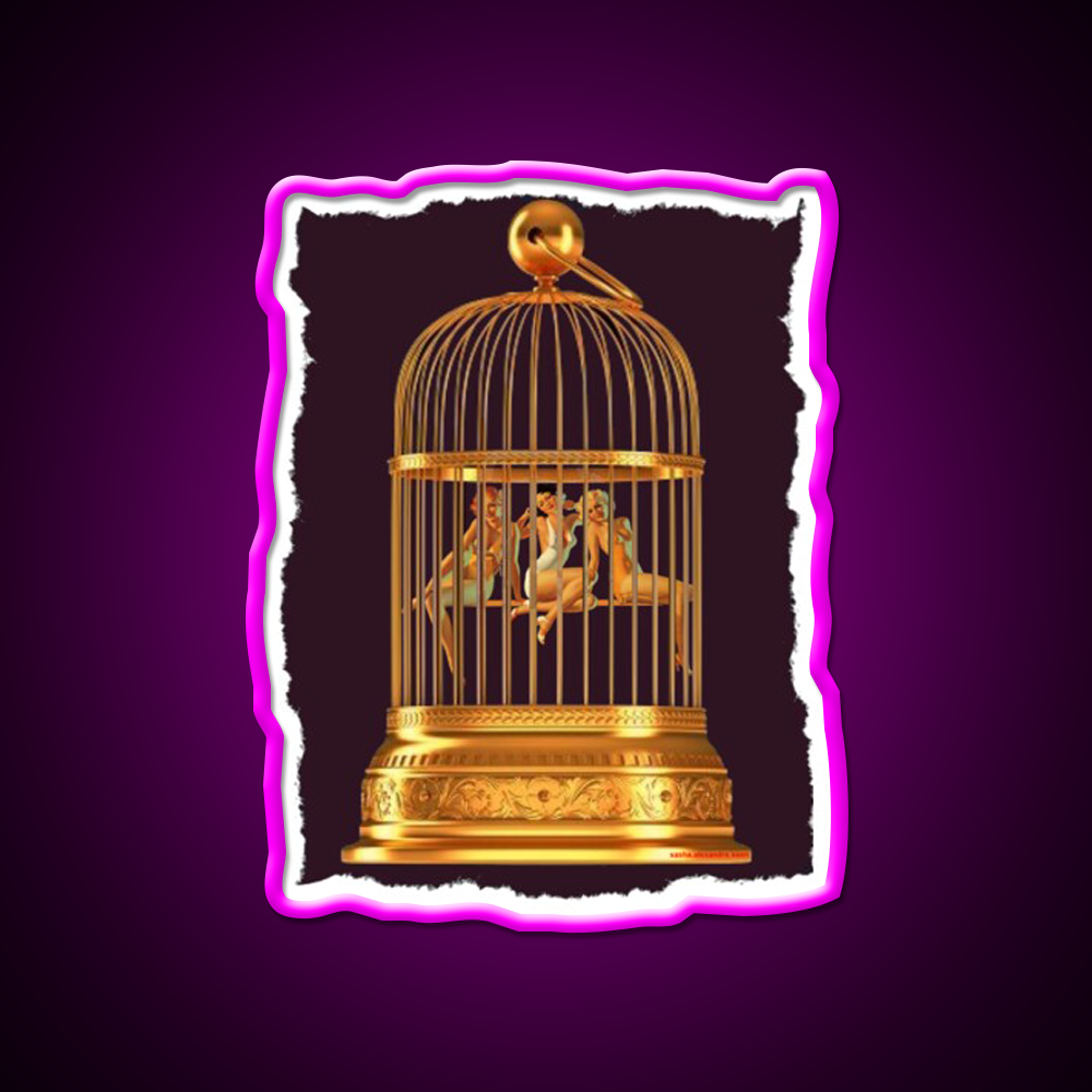Bird Cage Cocktail Bar Decor Led Neon Sign Rgb Color - Neon sign mounted on wall in room