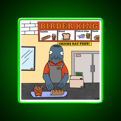 Birder King Fast Food Led Neon Sign For Burger Place Rgb Color - Shineneon