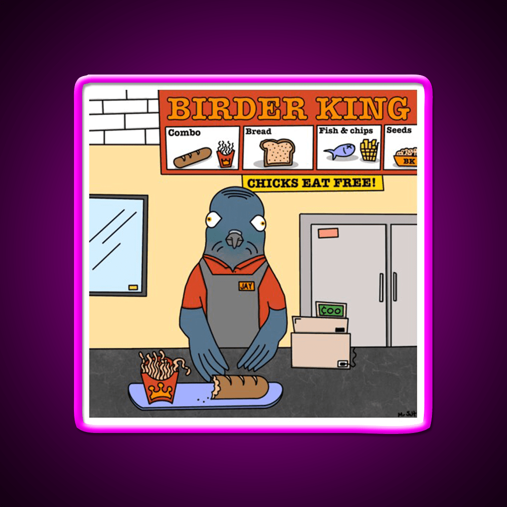Birder King Fast Food Led Neon Sign For Burger Place Rgb Color - Shineneon