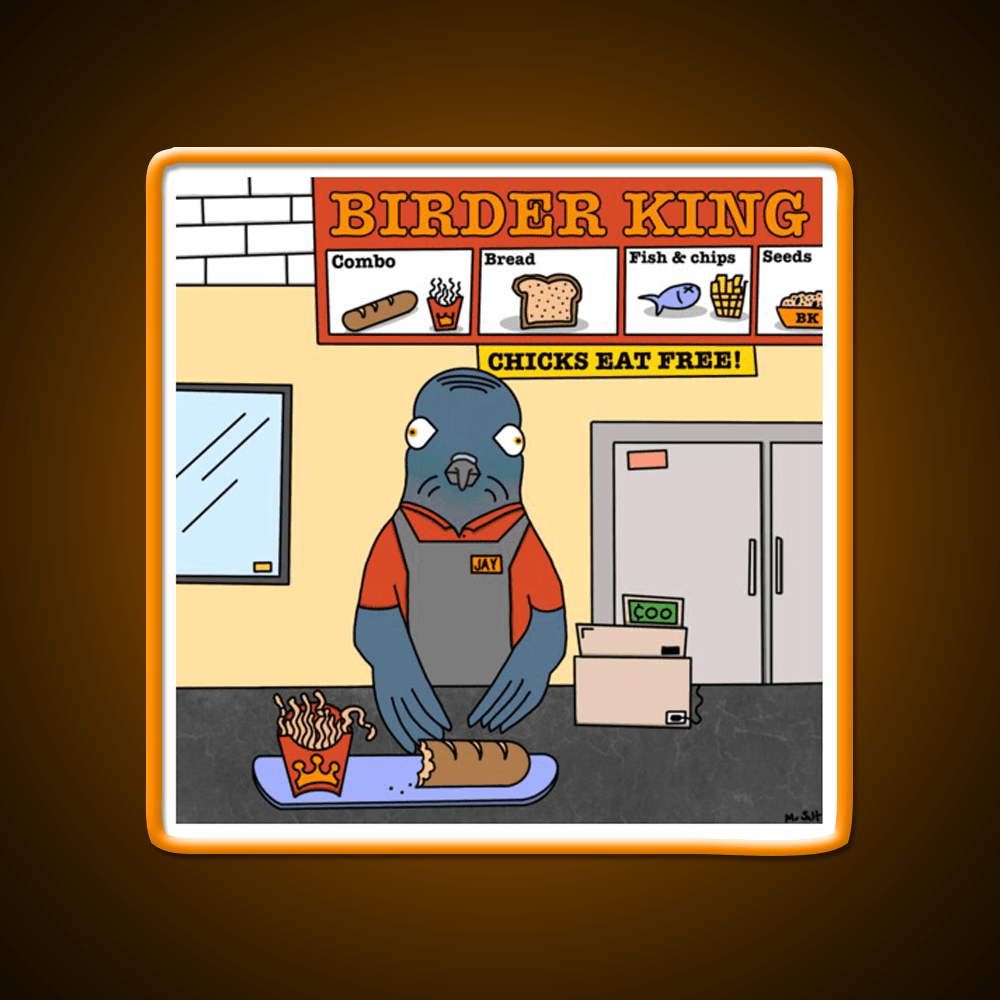 Birder King Fast Food Led Neon Sign For Burger Place Rgb Color - Shineneon
