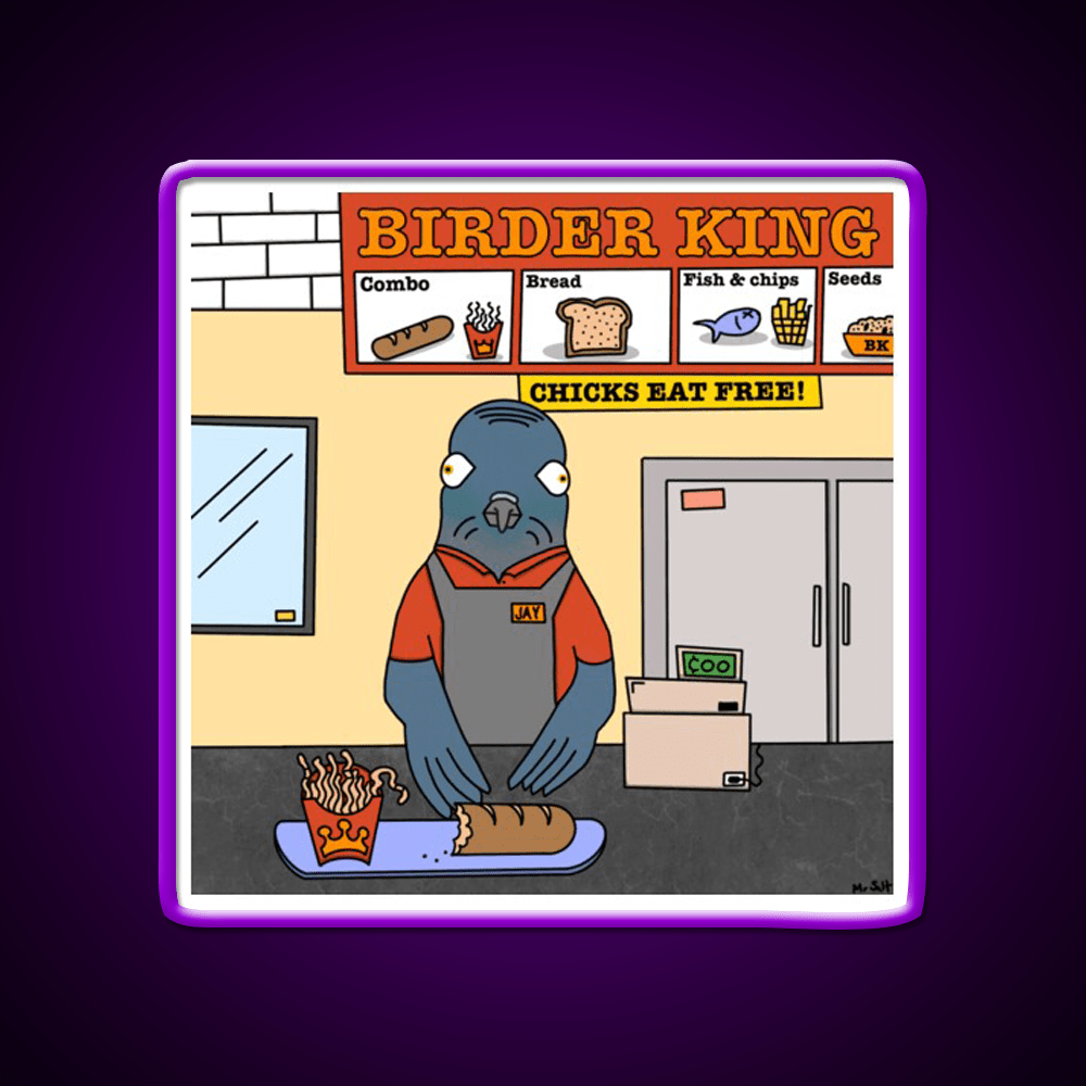Birder King Fast Food Led Neon Sign For Burger Place Rgb Color - Shineneon