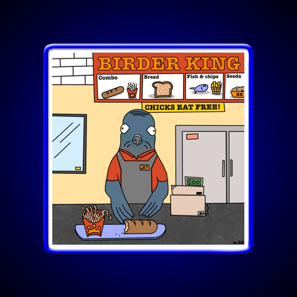 Birder King Fast Food Led Neon Sign For Burger Place Rgb Color - Shineneon
