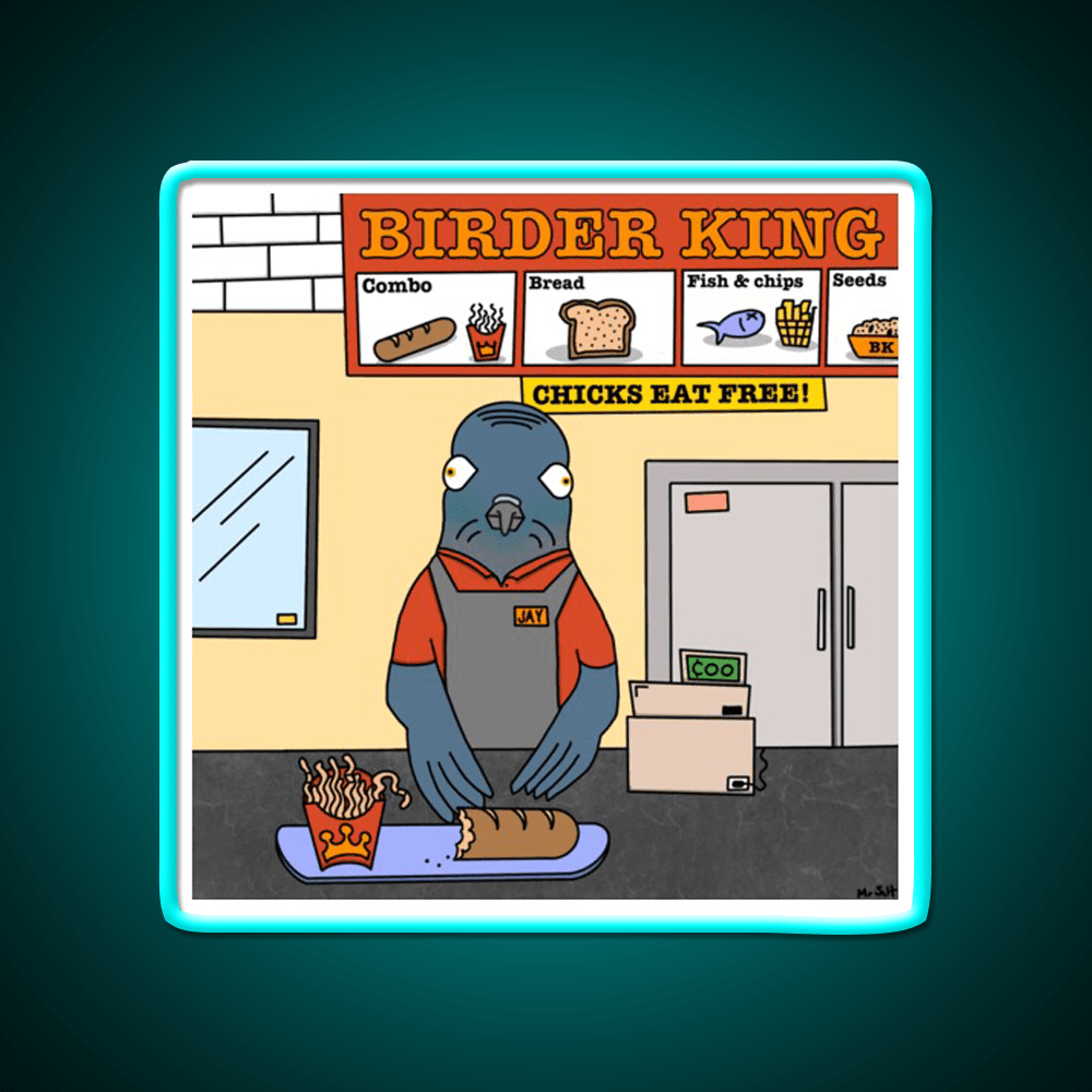 Birder King Fast Food Led Neon Sign For Burger Place Rgb Color - Shineneon