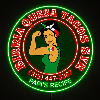 BIRRIA QUESA TACOS SYR Custom LED Neon Sign - Shineneon