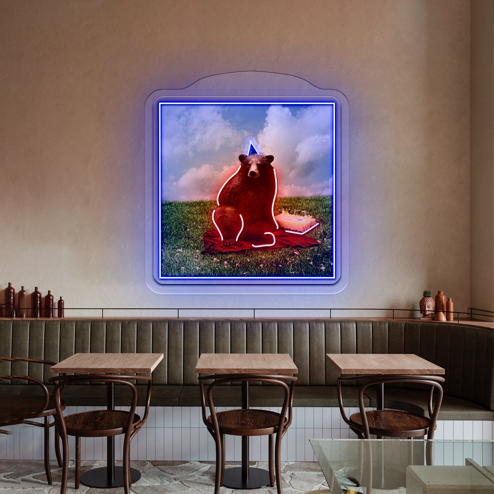 Birthday Bear Artwork Led Neon Sign