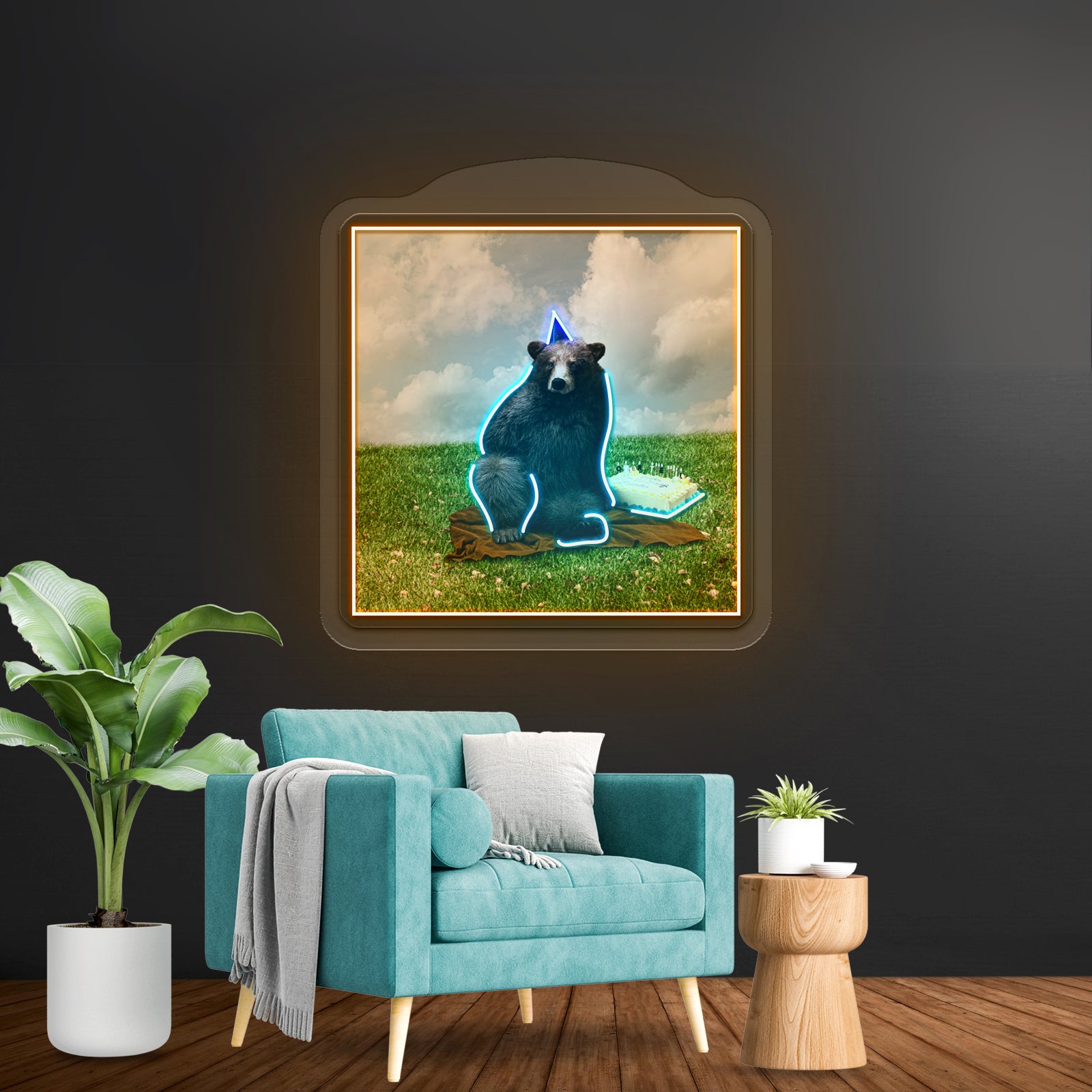 Birthday Bear Artwork Led Neon Sign