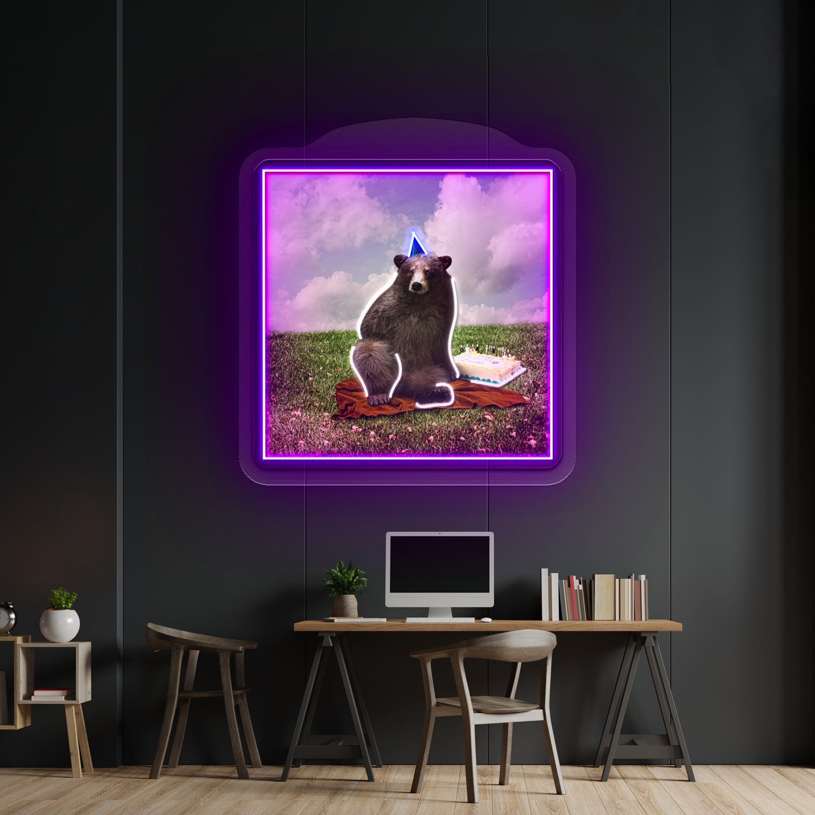 Birthday Bear Artwork Led Neon Sign