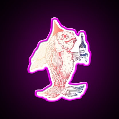 Birthday Fish Man Cave Bar Led Neon Sign Rgb Color