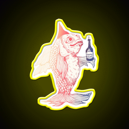 Birthday Fish Man Cave Bar Led Neon Sign Rgb Color
