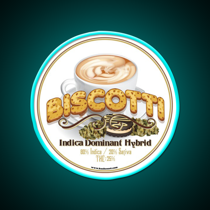Biscotti Strain Art Hemp Inspired Green Leaf Led Neon Sign Rgb Color - Size and dimension reference