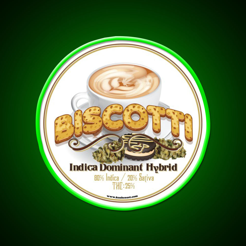 Biscotti Strain Art Hemp Inspired Green Leaf Led Neon Sign Rgb Color - LED neon sign view 8