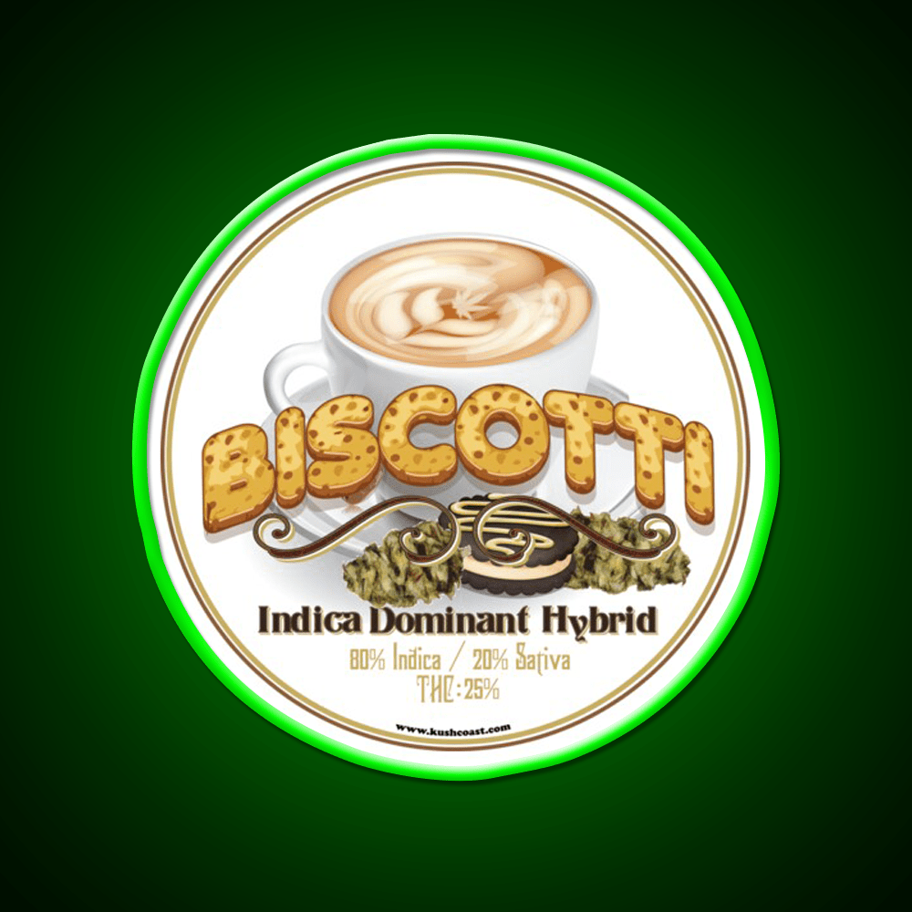 Biscotti Strain Art Hemp Inspired Green Leaf Led Neon Sign Rgb Color - Shineneon
