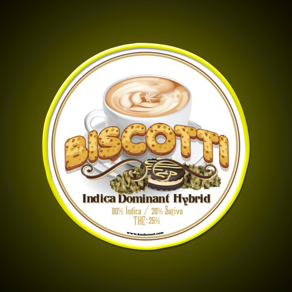 Biscotti Strain Art Hemp Inspired Green Leaf Led Neon Sign Rgb Color - Custom LED neon sign front view