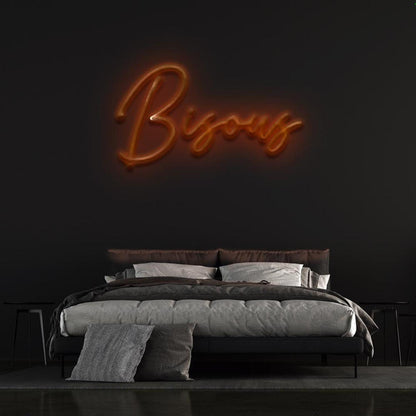 Bisous Light Blue Led Neon Sign For Bedroom D Ecor French Kiss Word Art In Style | Shineneon