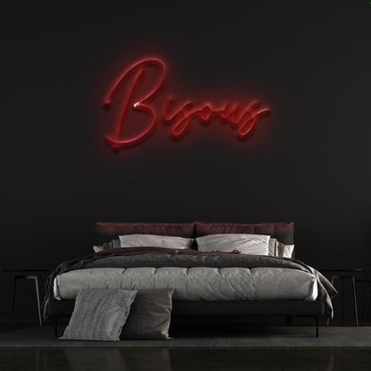 Bisous Light Blue Led Neon Sign For Bedroom D Ecor French Kiss Word Art In Style | Shineneon